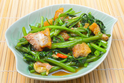 猪肉,牵牛花,脆,泰国食品,蔬菜,泰国,辣椒,餐馆,厨房,亚洲