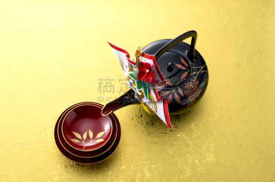 日本人,新年前夕,贞德,赤犬,日本青酒,和纸,新年,餐具,水平画幅,传统