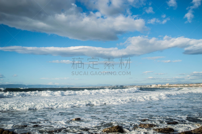 海岸线,岩石,海滩,海湾,兰乔帕洛斯维第斯,云景,云,加利福尼亚,海浪,水湾