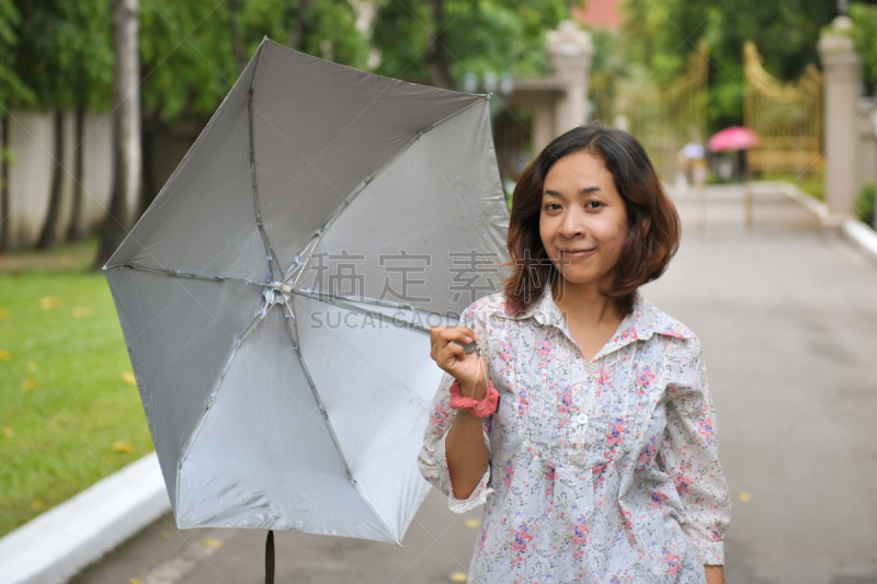 女人,伞,中长发,1920年-1929年,泰国人,黑发,夏天,图像,仅成年人,仅中老年女人