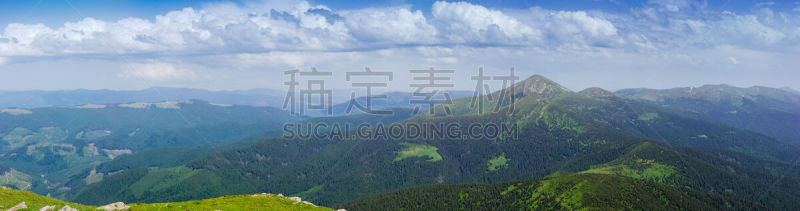 全景,乌克兰,卡帕锡安山脉,巨大的,黑云杉,天空,水平画幅,云,山,无人