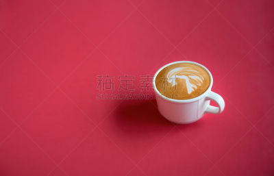 杯,咖啡,拿铁咖啡,艺术,留白,红色背景,白色,热,透过窗户往外看,上装