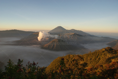 爪哇,火山,婆罗摩火山,印度尼西亚,泗水,美,公园,水平画幅,火山地形,早晨