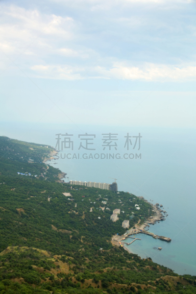 黑海,垂直画幅,海岸线,岩石海岸线,海滩,雅尔塔,克里米亚,无人,多云,户外