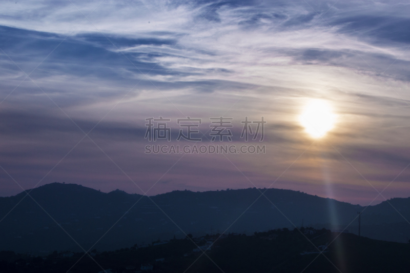 黄昏,红色,天空,水平画幅,弗里希里亚纳,夜晚,无人,蓝色,户外,太阳