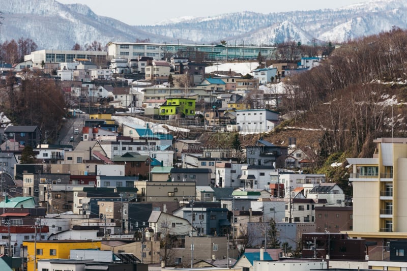 雪,都市风景,冬天,山,日本,北海道,背景,天空,美,公园