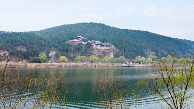 全景,东,寺庙,山,绿色,龙门石窟,洛阳,河南省,漓江,洞室