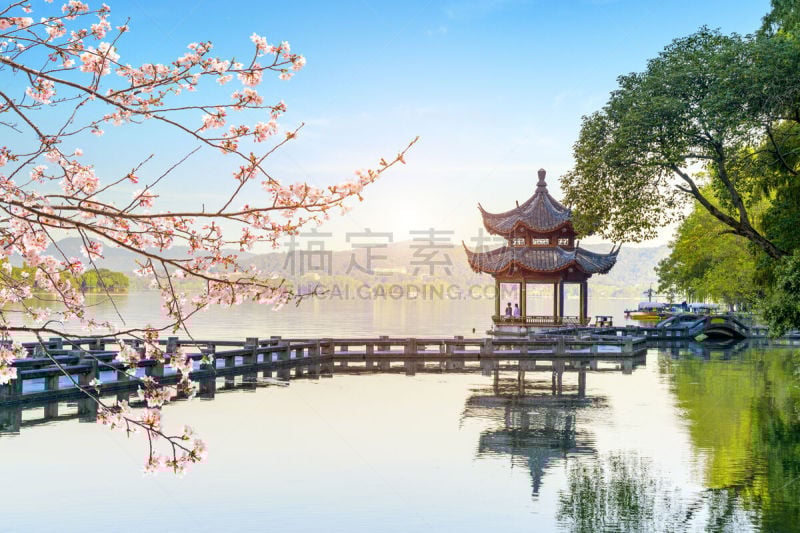 建筑,西湖,杭州,地形,自然美,云,荷花,公园,池塘,雷峰宝塔