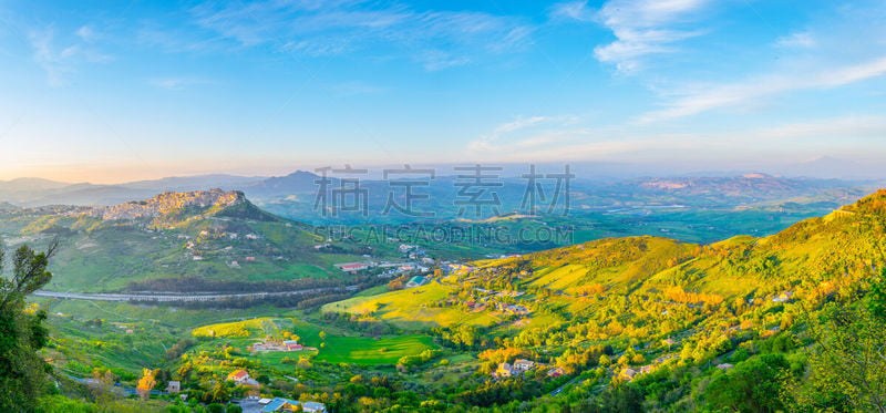 卡拉斯希贝塔,意大利,都市风景,乡村,西西里,中环,面向陆地,城市生活,黄昏,著名景点