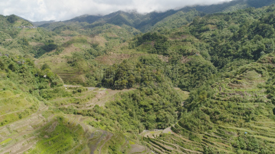 巴拿威,山,稻,菲律宾,梯田,天空,水平画幅,无人,户外,水稻梯田