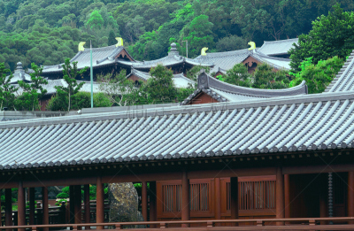 寺庙,白昼,雾,山,南莲园池,唐朝,灵性,水平画幅,无人,当地著名景点