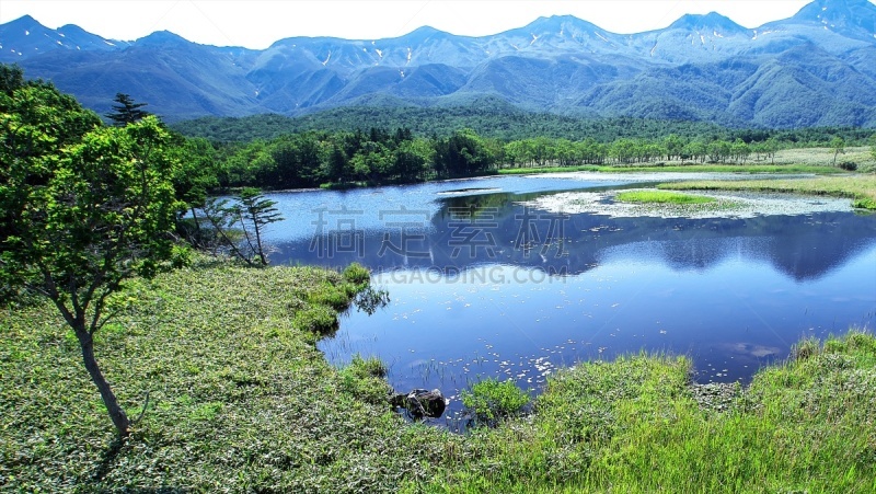 世界自然遗产,斜里岳,国后岛,知床五湖,北海道,留白,水平画幅,无人,夏天,户外