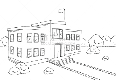 草图,绘画插图,白色,矢量,黑色,学校,插画,轮廓线画,图像技术,空的