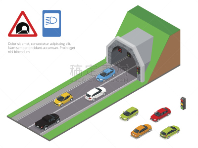 隧道,城市生活,空中走廊,路,交通工具内部,远距离,公路,等角投影,交通,多车道公路