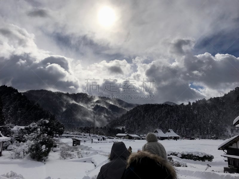 冬天,美山,在活动中,乡村,京都府,水平画幅,雪,无人,路,日本