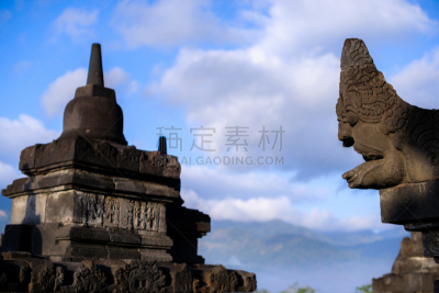 爪哇,黎明,婆罗浮屠佛塔遗址,世界遗产,印度尼西亚,旅游目的地,水平画幅,建筑,无人,日惹特区