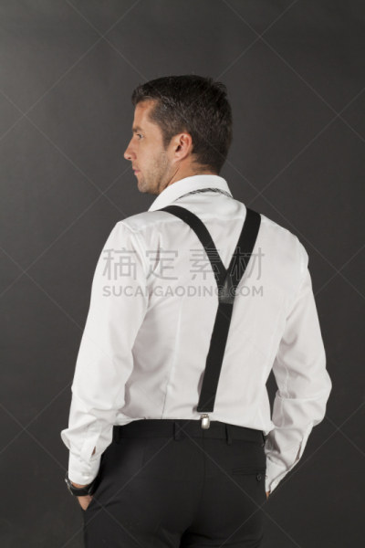 衬衫,白色,男人,背带,垂直画幅,美人,白人,男商人,经理,男性