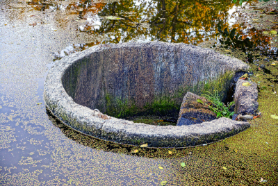 湖,圆形,灰色,水坝,混凝土,水,水平画幅,无人,古老的,井
