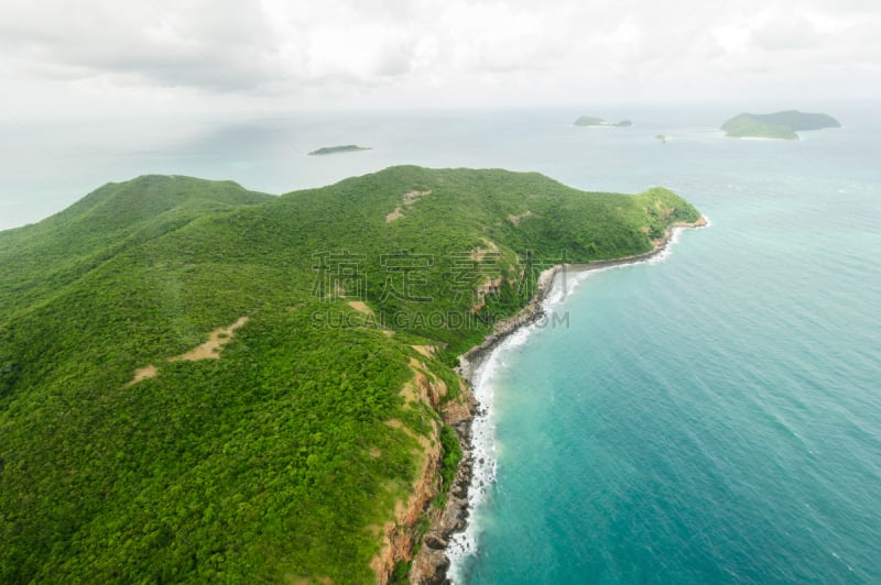 山,岛,海岸线,航拍视角,苏梅岛,度假胜地,水平画幅,沙子,旅行者,夏天