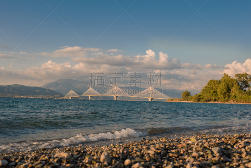 希腊,佩特雷,风景,安蒂里奥大桥,水,天空,美,水平画幅,沙子,无人