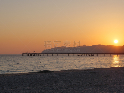 波罗的海,宾茨,海滩,图像,无人,散步道,岩石,户外,德国,水平画幅