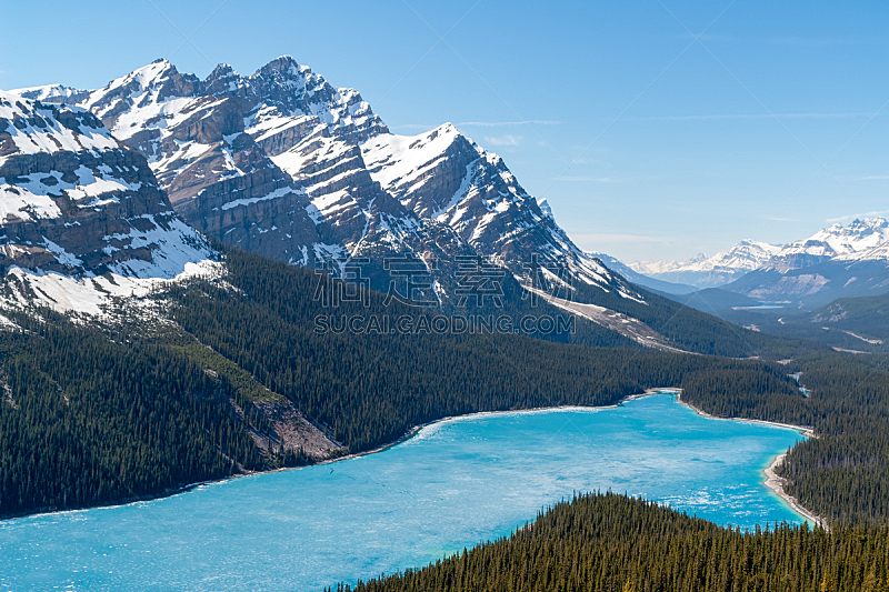 加拿大,平投湖,班夫,视角,环境,色彩鲜艳,春天,湖,绿松石色,岩石
