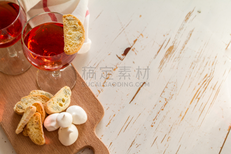 葡萄酒,饼干,传统,上菜,冰酒,意式硬饼干,褐色,水平画幅,蛋糕,烘焙糕点