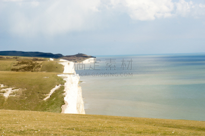 布赖顿,英格兰,七姐妹,悬崖,水平画幅,无人,户外,海洋,海岸线,白色
