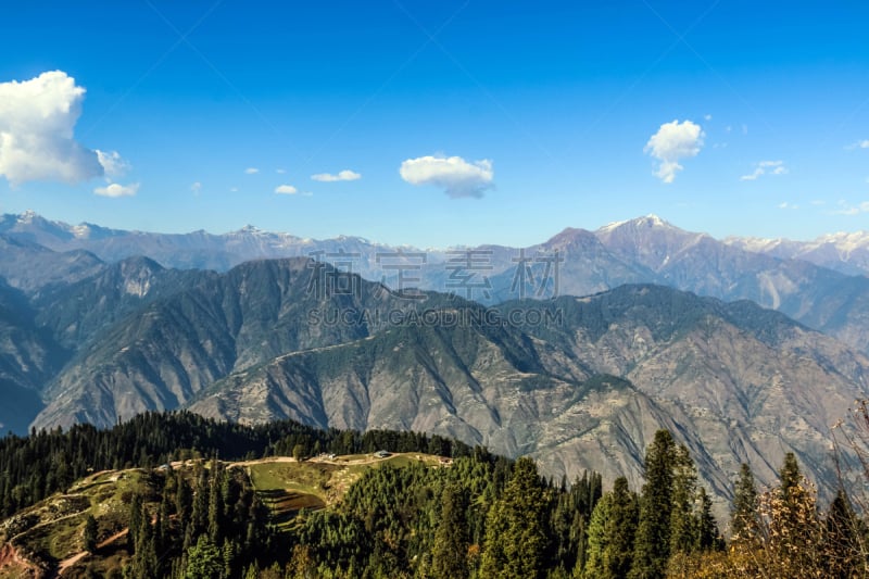 山脉,巴基斯坦,山谷,风景,居住区,北,自然美,开伯尔山口,自然,草地