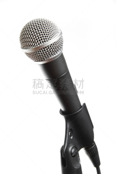 麦克风,歌手,垂直画幅,无人,背景分离,金属,黑色,钢铁,传声器架,白色