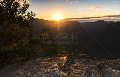 山,蓝山,大分水岭,峭壁,观测点,水平画幅,无人,早晨,户外,明亮