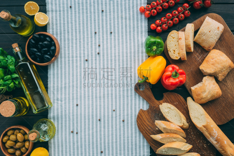 蔬菜,桌子,留白,可密封的,素食,配方,盐瓶,营养品,西红柿,面包