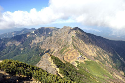 地形,山脉,日本,八岳山,巴岳山,经度,休眠火山,小木屋,小屋,天空