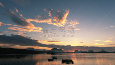 泰国,山,风景,海洋,光,渔镇,在上面,自然美,日落,日出