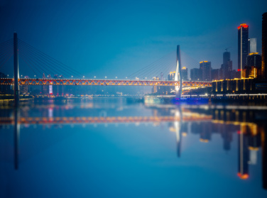 夜晚,城市天际线,重庆,长江大桥,水,天空,滨水,都市风景,现代,著名景点