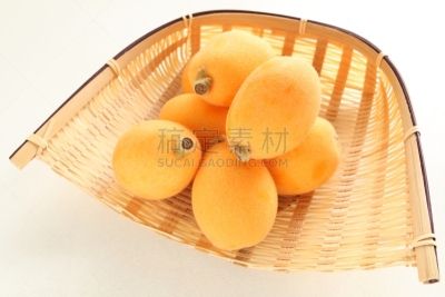 枇杷,水果,篮子,留白,水平画幅,静物,无人,成分,白色背景,日本食品