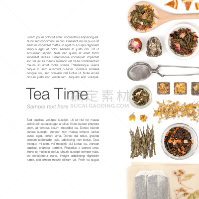 茶,白色背景,花茶,乌龙茶,红茶,枯萎的,高视角,健康,干的,饮料