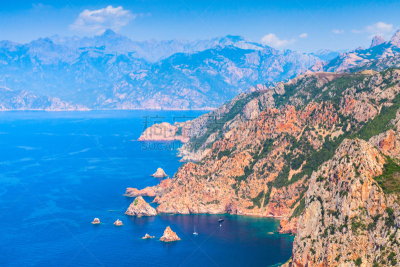 夏天,地形,南,科西嘉,海岸地形,水,天空,度假胜地,水平画幅,piana