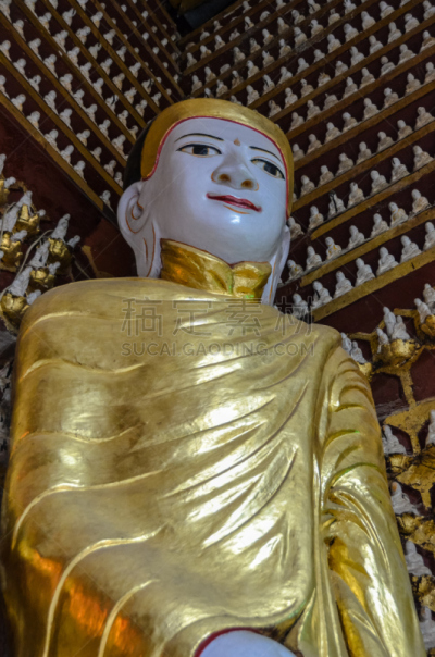 蒙雅,缅甸,佛,曼德勒,实皆省,垂直画幅,寺庙,无人,雕像,摄影