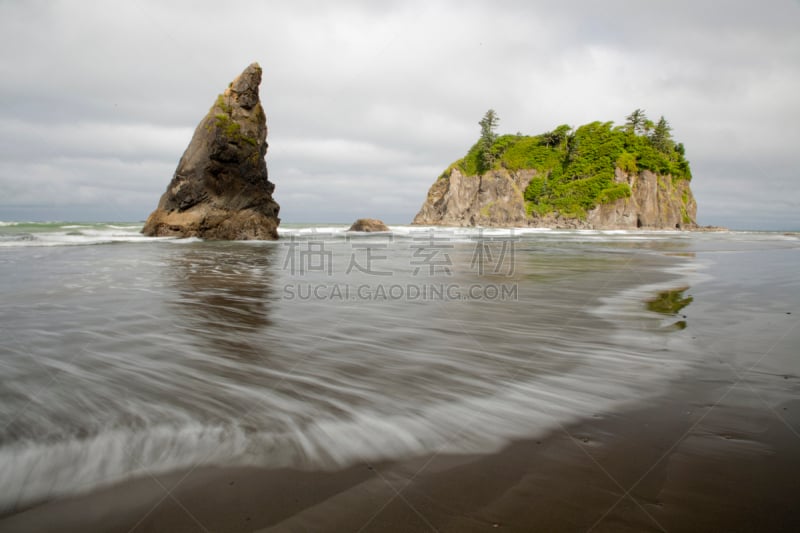 宁静,海滩,鲁比海滩,奥林匹克海湾,柱状岩石,水,天空,水平画幅,无人,岩层