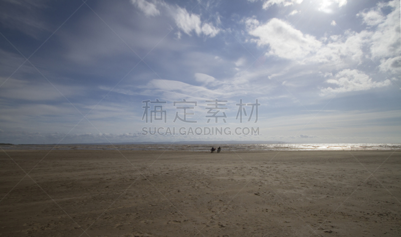 萨默塞特,英格兰,自然,天空,水平画幅,沙子,水平线,蓝色,全景,人