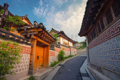 首尔,北村韩屋村,古城,水平画幅,无人,传统,早晨,户外,居住区,都市风景