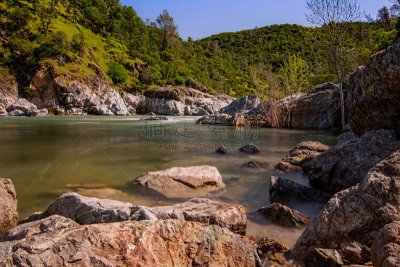 早晨,尤巴,河流,州立公园,南,加利福尼亚,水,留白,水平画幅,无人