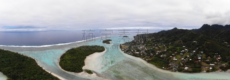 航拍视角,拉罗汤加岛,自然,全景,图像,海洋,太平洋,库克群岛,无人,水