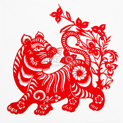 虎,新的,艺术,民间音乐,巨大的,残酷的,组物体,十二宫图,蝶古巴特艺术拼贴,肉