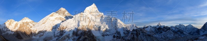 珠穆朗玛峰,山,全景,黄昏,Khumbu Glacier,努子峰,洛子峰,珠峰大本营,大本营,坤布