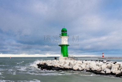 痣,水,天空,水平画幅,雪,户外,灯塔楼,云景,波罗的海,白色
