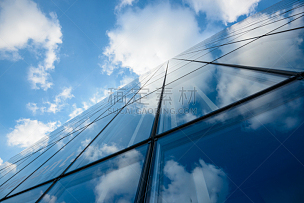 摩天大楼,办公楼外观,天空,外立面,水平画幅,无人,玻璃,透视图,几何形状,户外