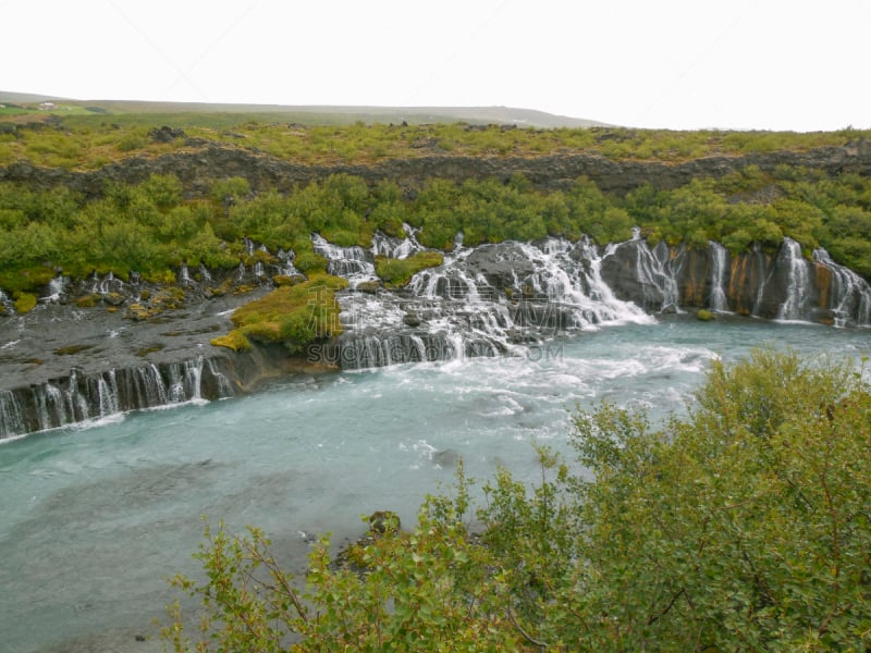 hraunfossar,水,水平画幅,瀑布,火山地形,夏天,户外,石头,冰岛国,山