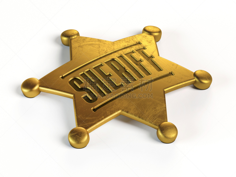 Sheriff badge isolated on white background 3d rendering